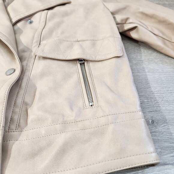 Avec Les Filles Faux Ever Leather Moto Jacket In Sahara New With Tags Women's S - Picture 12 of 16